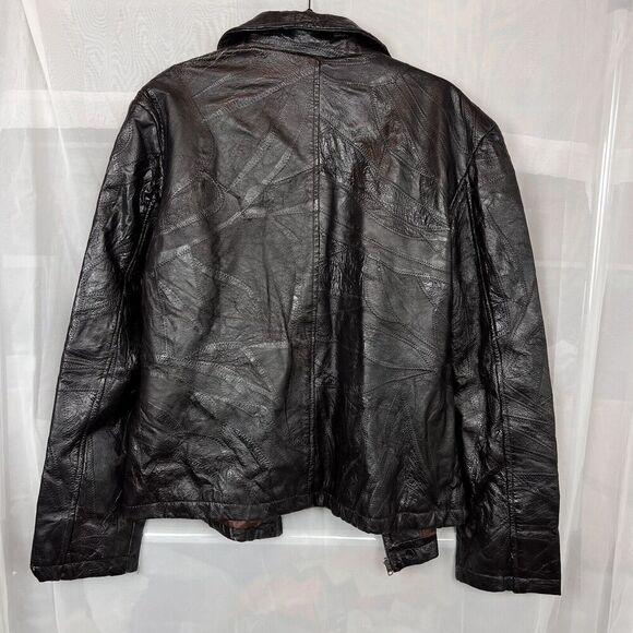 Vintage genuine leather bomber jacket patchwork rugged distressed large grunge - Picture 8 of 10